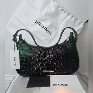 Brahmin Kyrie in the Evergreen Ombre Melbourne Croc-Embossed Shoulder Bag